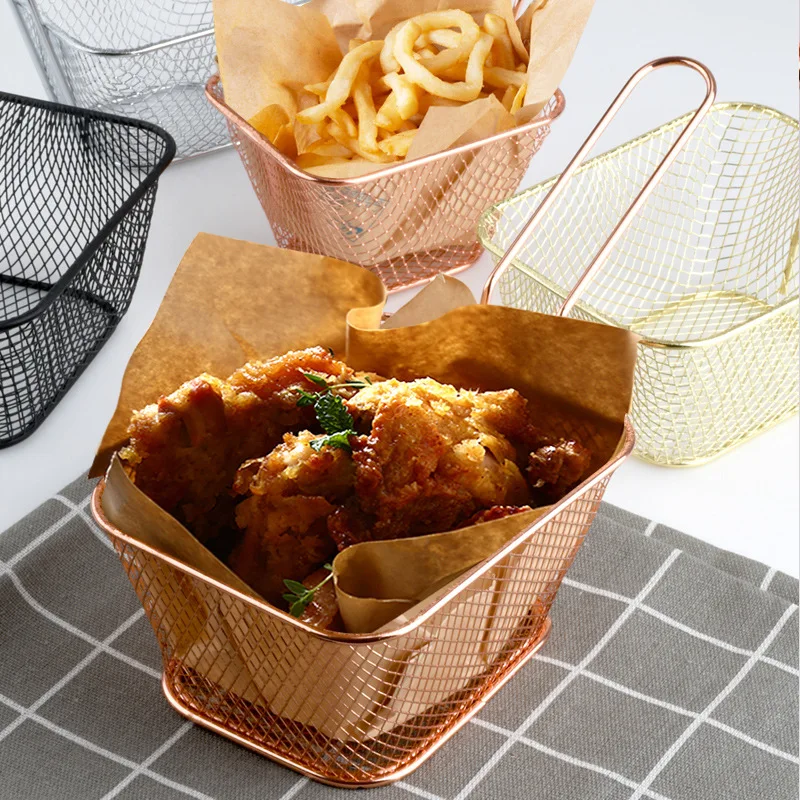 Snack Fried Net Basket French Fries Oil-Proof Drain Frying Basket Fried Chicken Snacks Food Basket Oil Drainage Network Filter