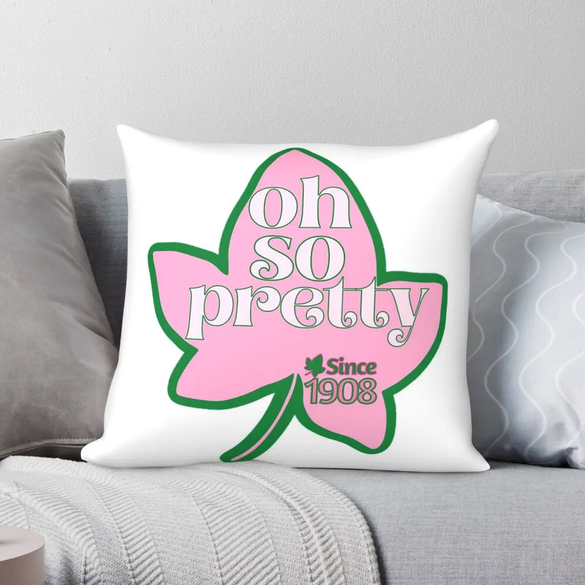 Oh So Pretty Light Pink Letters Square Pillowcase Polyester Linen Velvet Pattern Zip Decorative Pillow Case Bed Cushion Cover