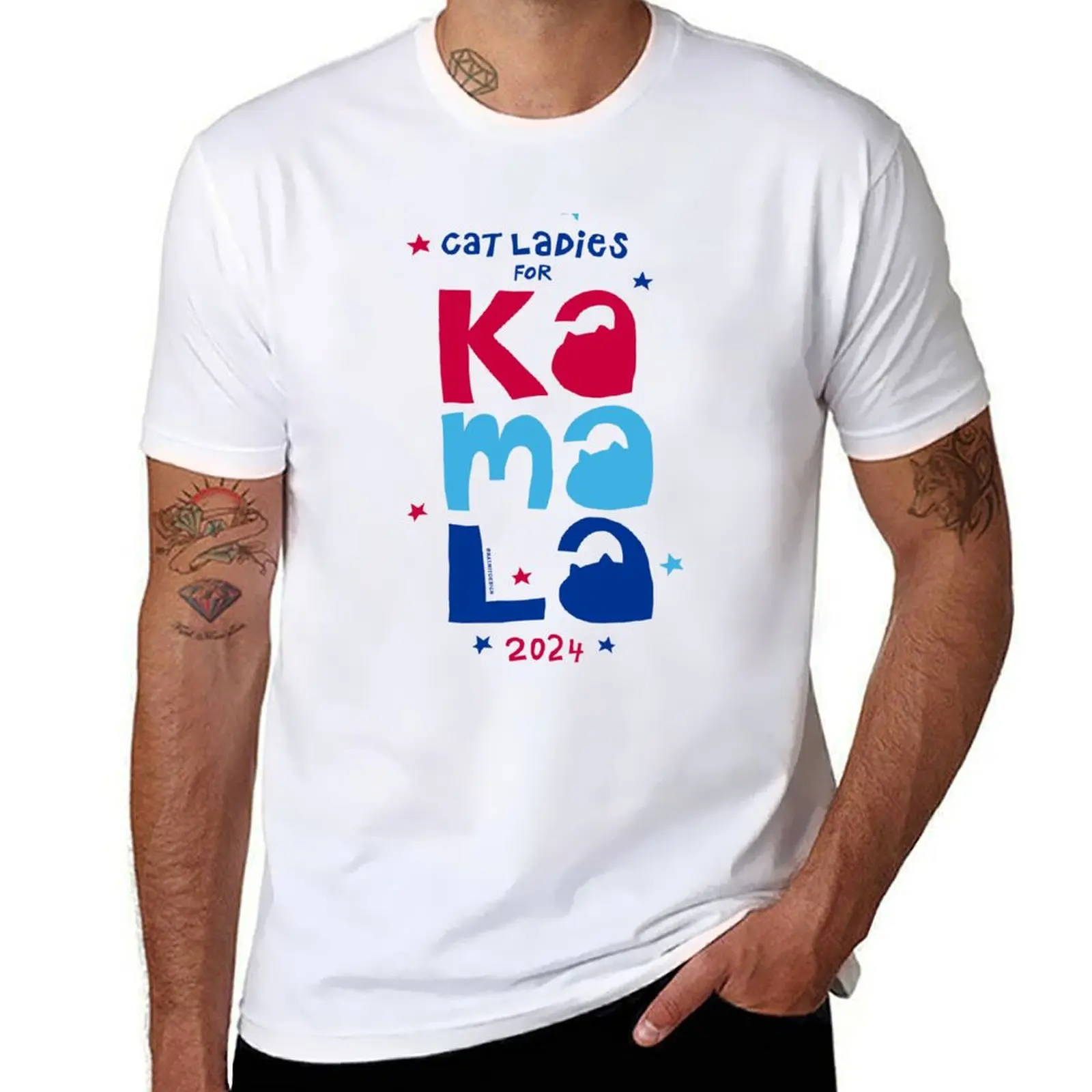 

Cat Ladies for Kamala 2024 T-Shirt t shirts for man pack cotton t shirt custom print funny t shirts cotton T-Shirt