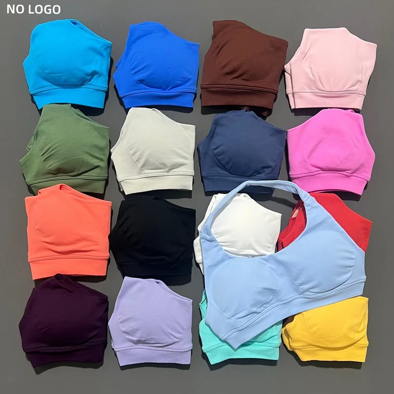 

HISTELLO Impact Sports Bra Women Seamless Halter Clothes Push-up Vest Brassiere Gym Top Backless Yoga Workout Running Underwear