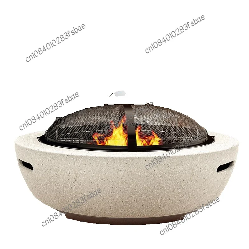 

Round Outdoor Fire Pit Table Household Charcoal Brazier Garden Courtyard Barbecue Grill With Mesh Enclosure And Barbecue Net