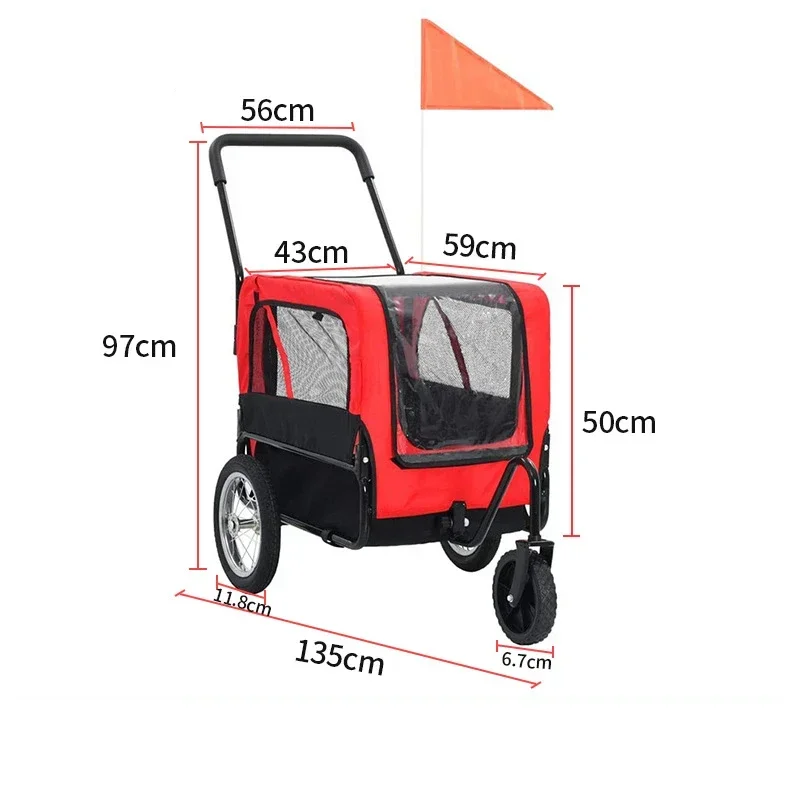 Pet Dog Trailer Stroller Push Carts Trolley Load Bearing 20kg for Small and Big Dogs Baby Cart Luggage Trailer