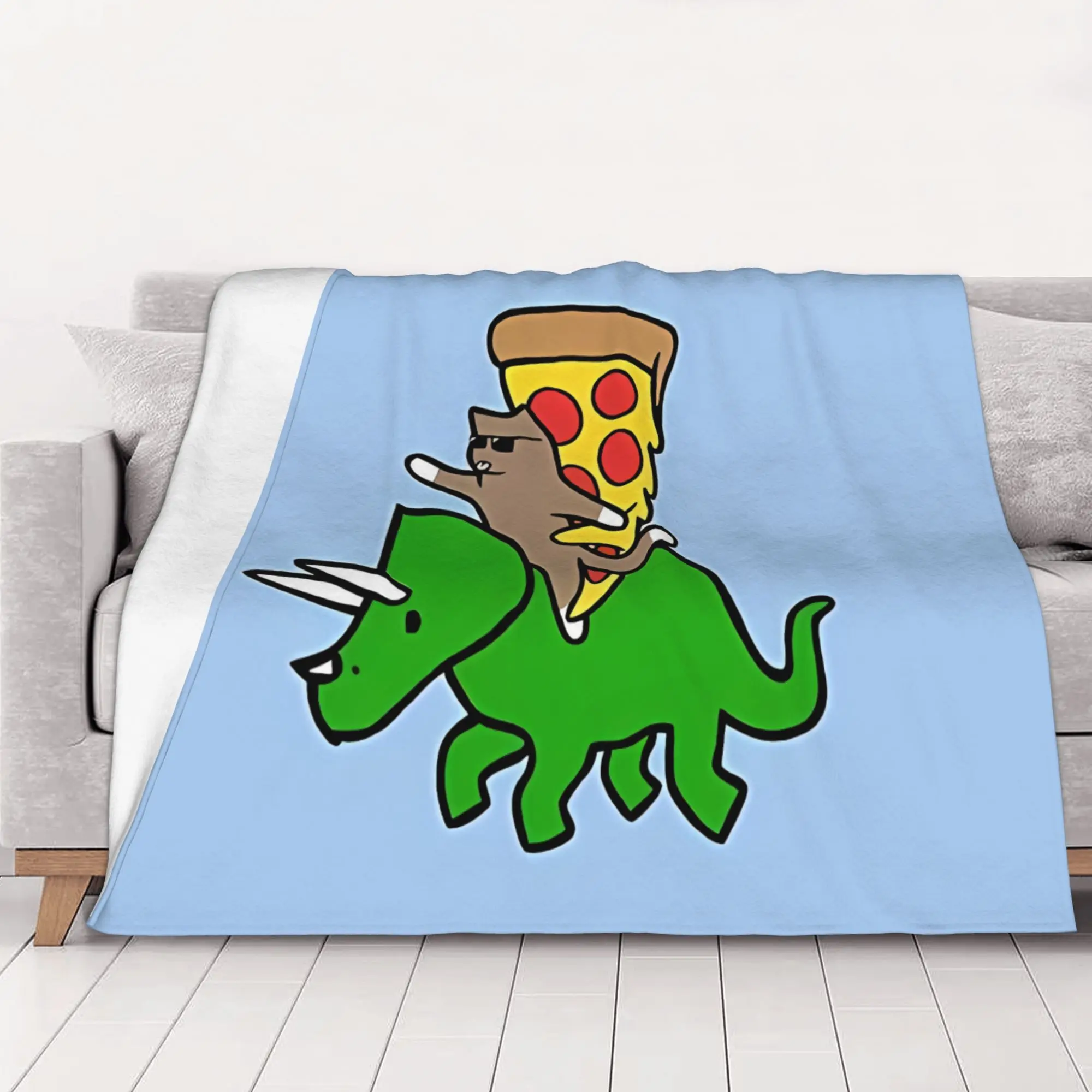 1PC Classic Eye Cat On Dinosaur On Pizza home room decorations Winter Blankets for Adults Bedding Home Interior Sofa Knee