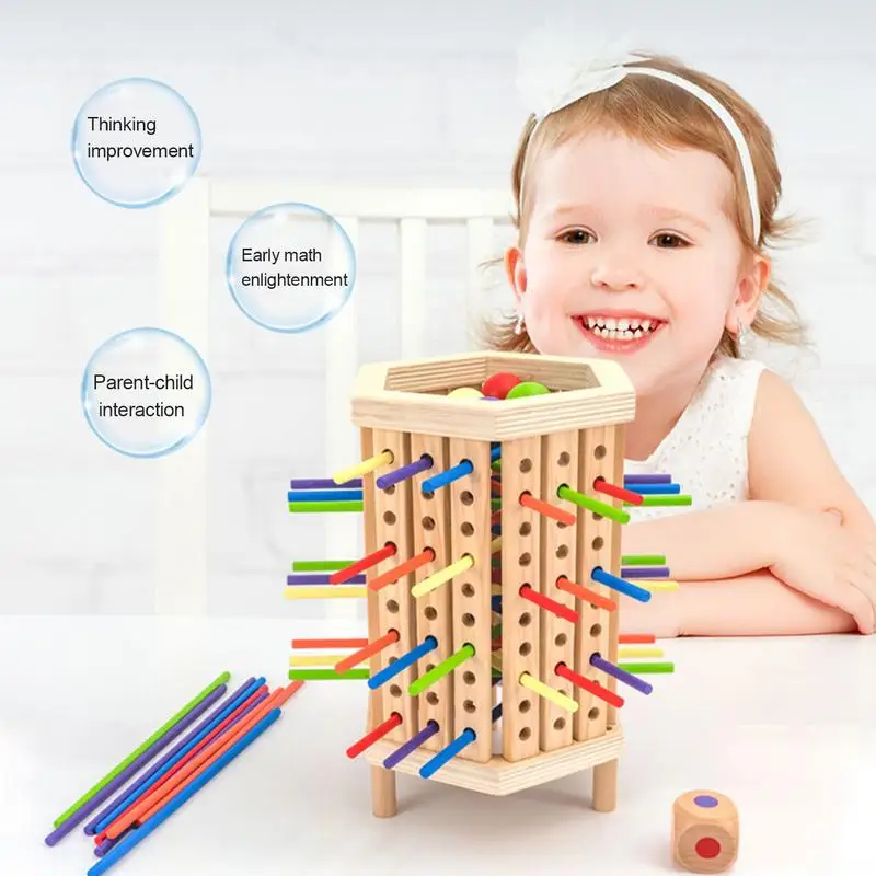 Jeu de dés en bois, tour d'équilibre, jeux de société de ramassage, motricité Fine, comptage, jouets éducatifs mathématiques pour garçons de 3 ans et plus