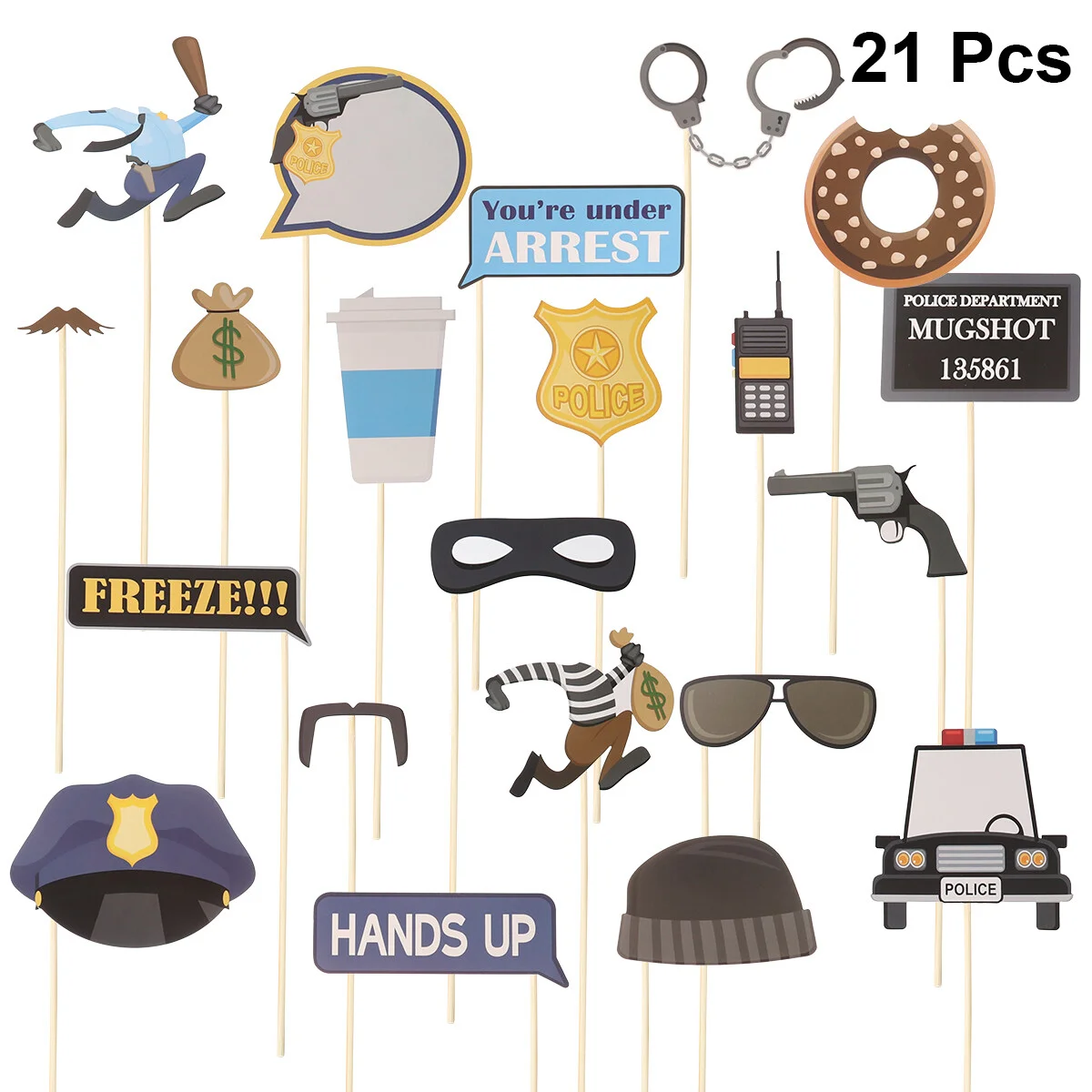 Photo Props Police Party Booth Halloween Decors Birthday Halloween Prop Decor Thief Graduation Supplies Decoration Stick Role