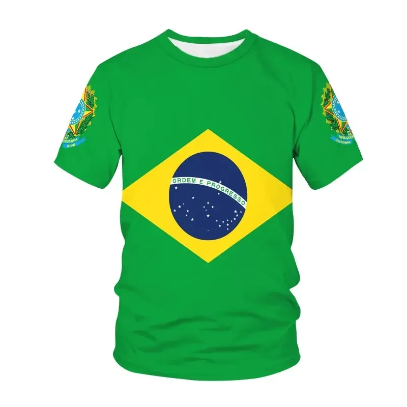 T-shirts Spain Russia Brazil Flag Children's clothing 3D Print Kid T Shirt Fashion Casual Round neck T-shirt Boy Girl Tops