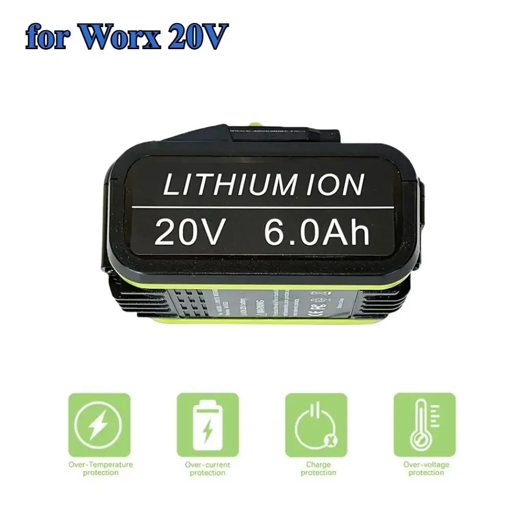 

20V/6.0ah Battery For Worx WA3553 Battery Cordless Power Tool Spare Batteriies WA3572 WA3553 WX390 WA3551 WX176 WX178 Battery