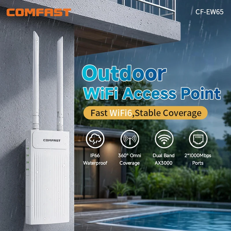 COMFAST 3000M Outdoor WiFi 6 Access Point Dual Band 2.4/ 5.8G High Power Outdoor AP IP66 Waterproof 48V PoE WiFi Base Station