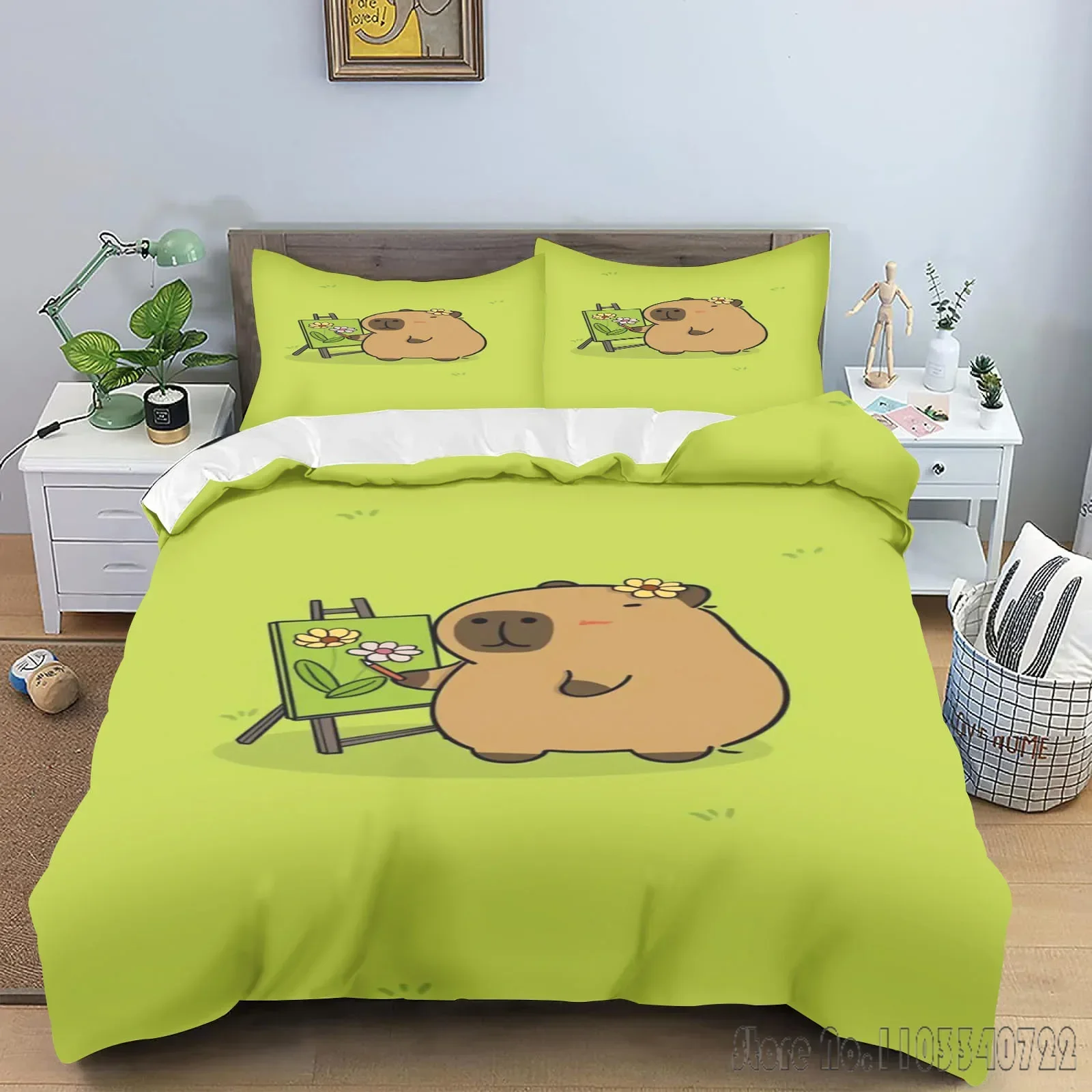 Capybaras Cartoon Love Child Duvet Cover Set HD Comforter Cover Bedclothes for Kids Bedding Sets Bedroom Decor