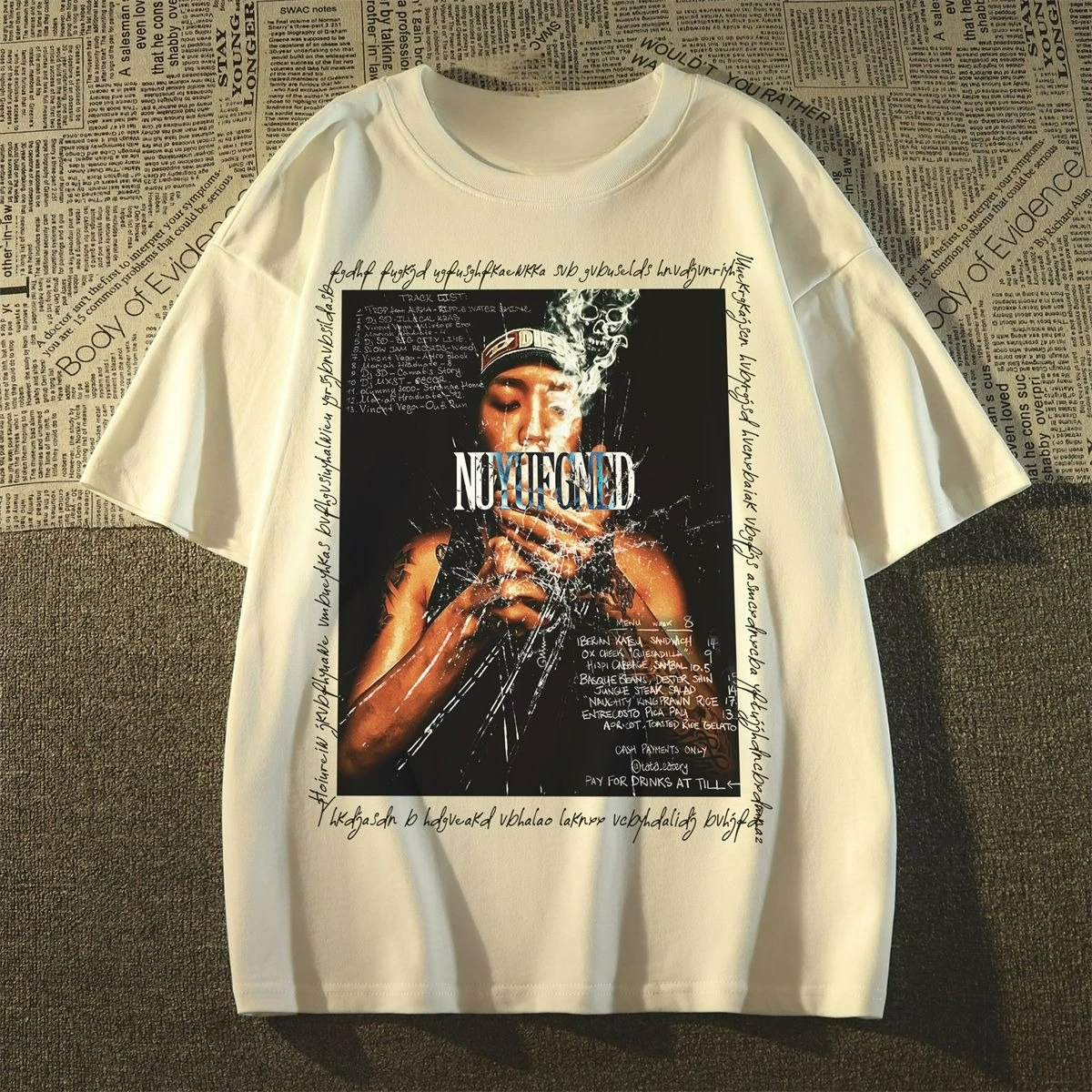 

New Trend Internet Celebrity Same American Retro Character Print T-shirt Round Neck Men's and Women's Loose Short Sleeves