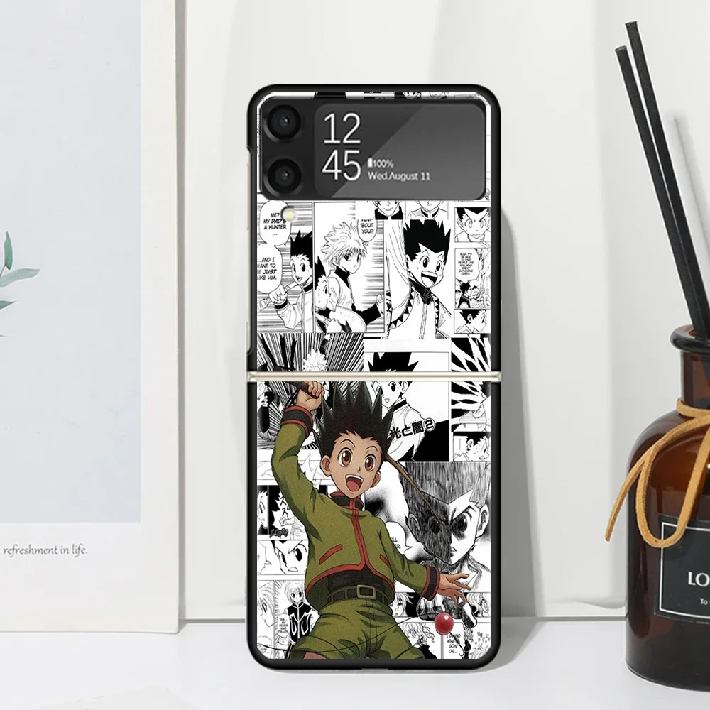 Anime Hunter HXH Phone Case For Samsung Galaxy Z Flip Zflip 6 Flip6 5 Flip5 4 Flip4 3 Flip3 5G Art Fundas Black Cover