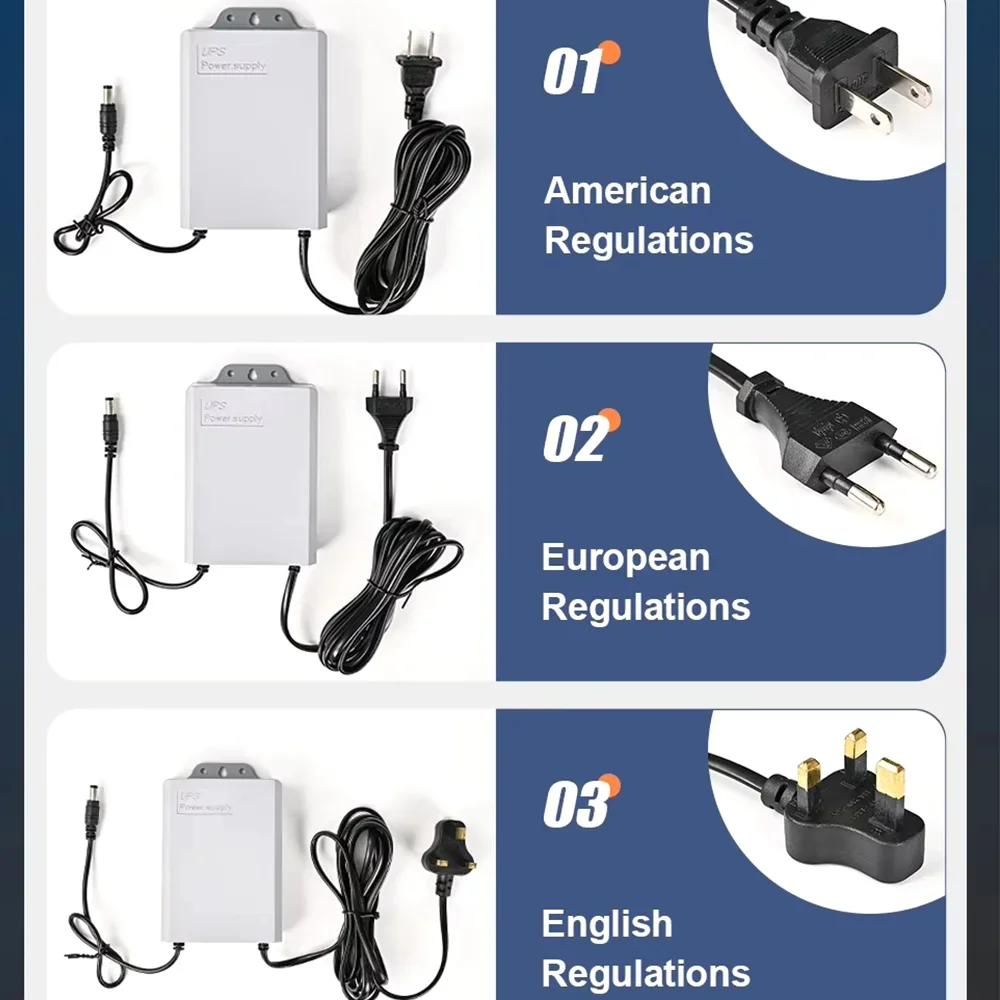 Alimentazione telecamera 3M Adattatore DC12V2A Alimentazione batteria fotocamera Impermeabile Sicurezza ad alta temperatura Monitoraggio UPS Interruzione di corrente Resistenza