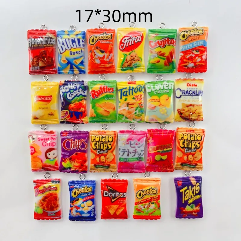 10pcs/pack Mini Snack Resin Charms Earring Keychain Necklace Pendant Jewlery Findings