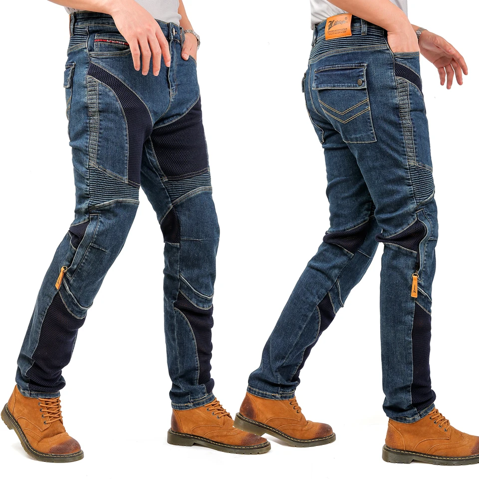Kevlar Motorrad-Jeans für Herren Sommer-Fahrhosen Blaue Dirt-Bike-Hosen Abriebfest mit Netzbelüftung Langlebig – Detail 21