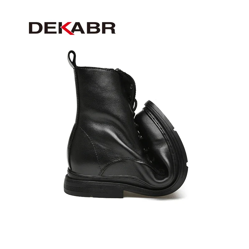 DEKABR Genuine Leather Casual Men\'s Boots Zipper Comfortable Shoes For Men Winter Autumn Shoes Super Keep Warm Boots Size 37-45