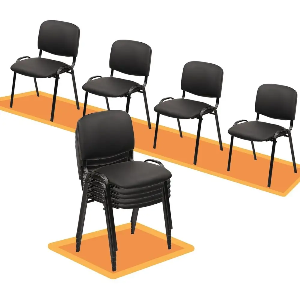 

PU Leather Stackable Chairs with Padded Seat and Back, Metal Legs, Ideal for Waiting Rooms, Offices, Schools, Churches, Conferen