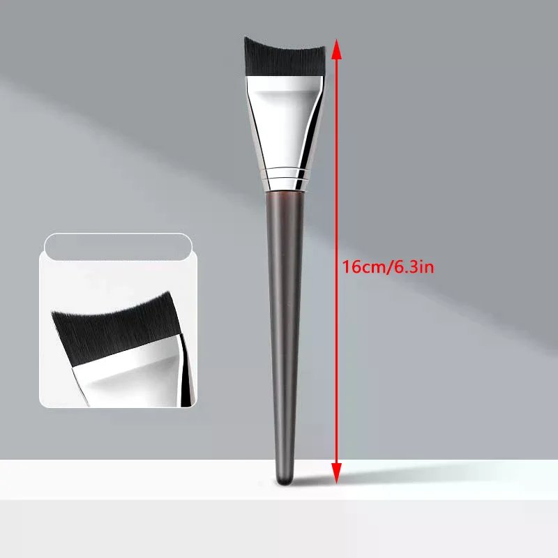 Pennello per fondotinta a mezzaluna ultra sottile Pennello per contorno viso leggero Pennello per contorno con manico in legno Strumento per fondotinta misto