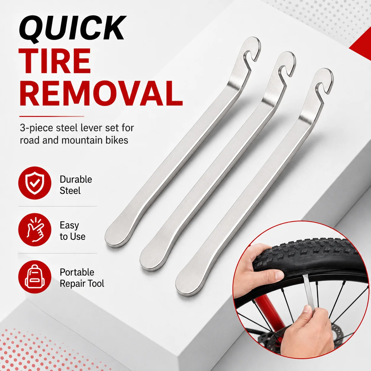 PINMOAP 1/3PCS Bike Tire Lever Set Bicycle Tyre Removal Tool Durable Pry Bar For Mtb Road Bike Inner Tube Repair Cycling Accesso