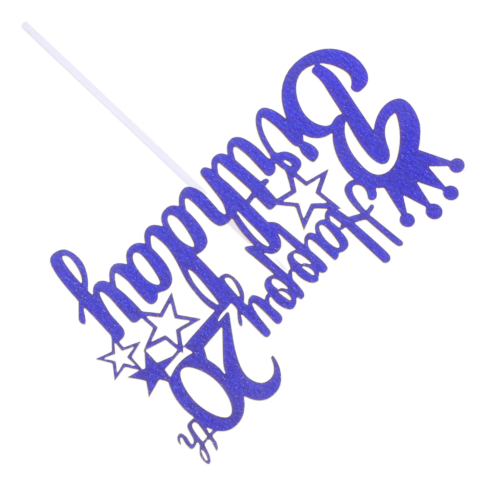 

Happy Birthday Cake Topper Decoration Glittering Star Design Cupcake Insert Ornament Paper Flag on Wood Pick for Boys Girls