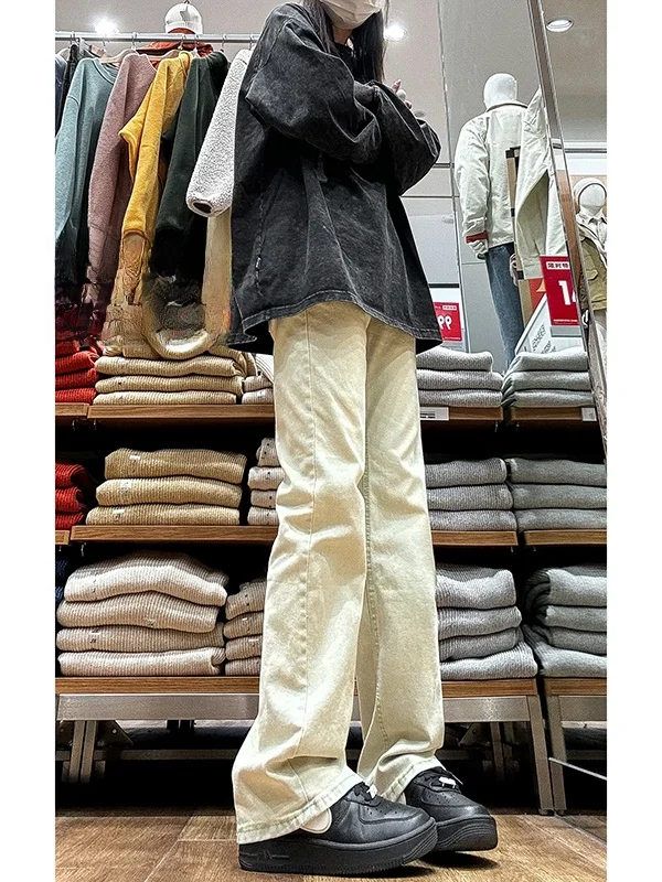 

Мужские джинсы Waed Vintage Slim Fit с прямыми штанинами, весенне-осенние, в американском уличном стиле, модные, слегка расклешенные брюки