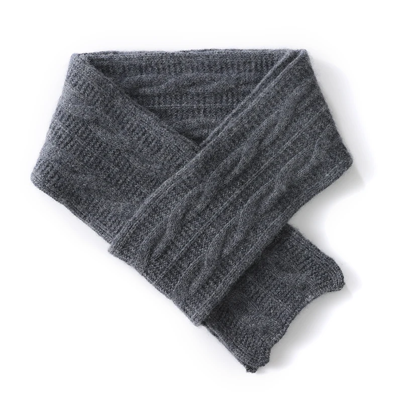 Winter New Women 100% Cashmere Knitted Warm Scarf 140*12 Female Solid Color Small Scarve Soft False Collar Neck Gurd Bib 4 Color