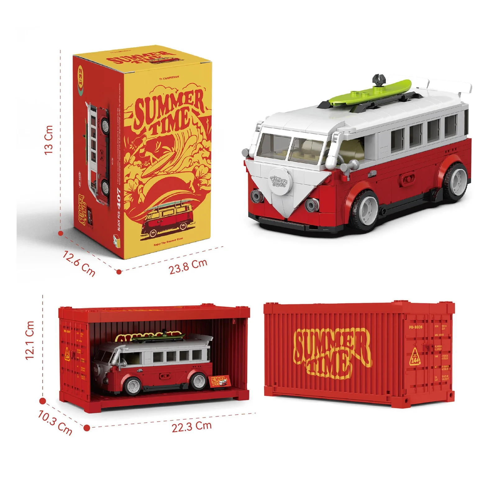 PB8807 456pcs T1 Camper Van Model Building Blocks Bricks Car Set MOC Technical DIY Toy Small Pellet Puzzle Box Set