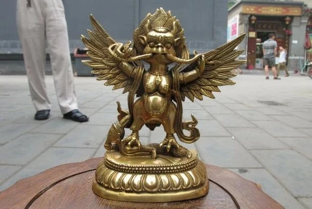 

Copper Statue 7"Tibet Tibetan Refined Pure Brass Garuda Bird God Tantric Buddha Statue