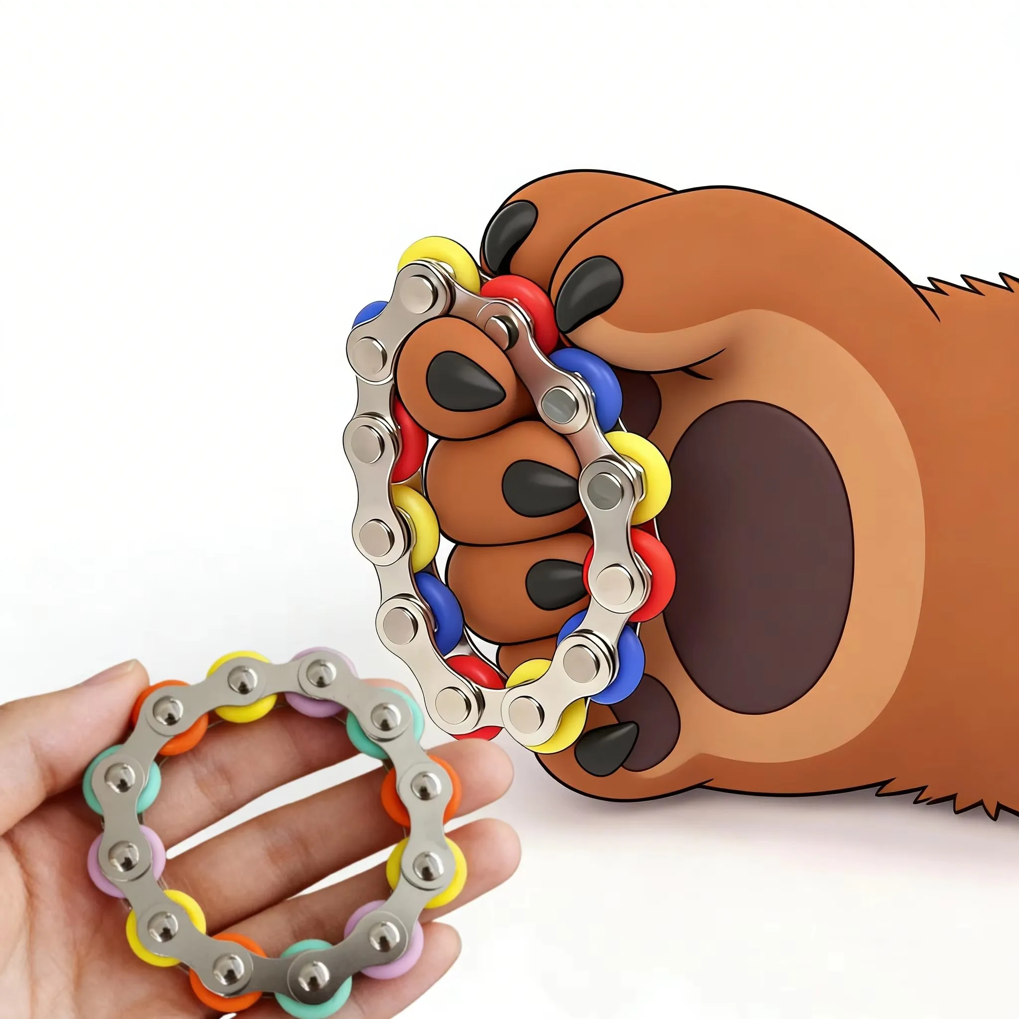 チェーン自転車型指先減圧器 - ローリング感覚フィジェットトイ、自閉症ストレス不安解消フィンガートイ、子供と大人向け