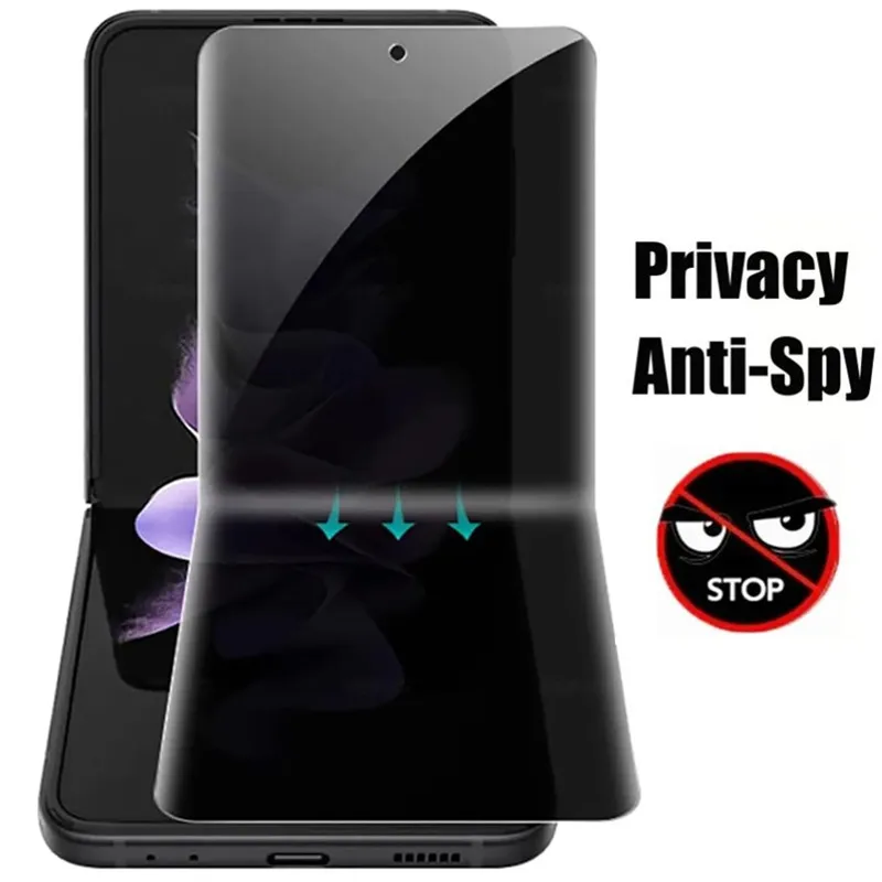 Anti-Spy Peeping Hydrogel Film Soft Phone Case for Samsung Galaxy Z Flip 5 4 3 ZFlip Flip5 Flip4 Flip3 Inside TPU Privacy Cover