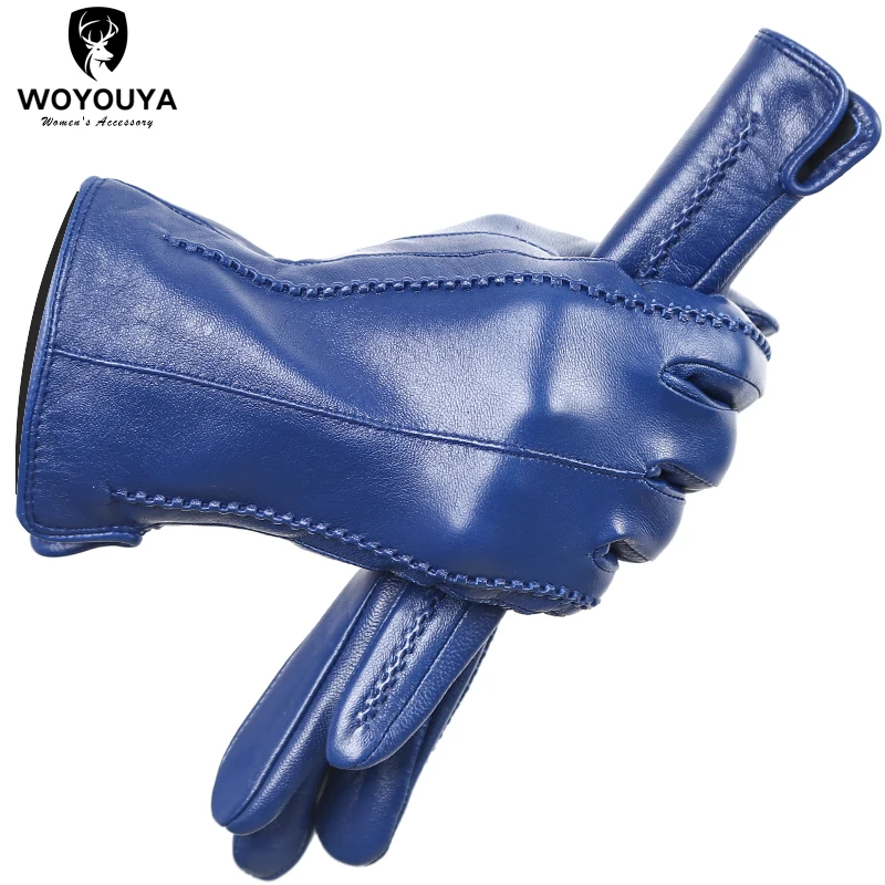 Guantes de cuero con pantalla táctil, guantes de cuero de alta gama para mujer, guantes de invierno de cuero genuino, guantes de cuero para mantener