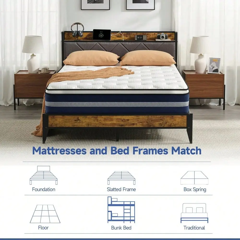10 12 Inch Hybrid Mattress, Durable Pocket Spring Gel Foam Bed In A Box, Easy Setup Pressure Relief Mattress, Twin Full Size Su view 3