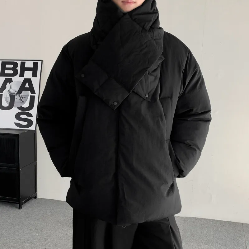 American Design Sle Detachable Collar Cotton Jaet Thiened Winter Warm Bla Men's Women's Outerwear Casual Faion