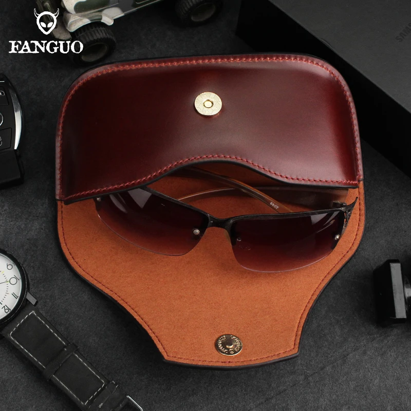 Protable Glasses Bag For Men Women Genuine Leather Sun Glasses Holder Case Organizer Eyeglasses Box