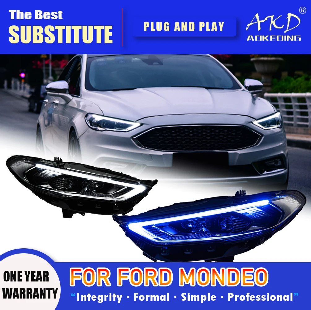 

AKD Head Lamp for Ford Mondeo 2017-2020 Headlights Mondeo DRL Turn Signal High Beam Angel Eye Projector Lens