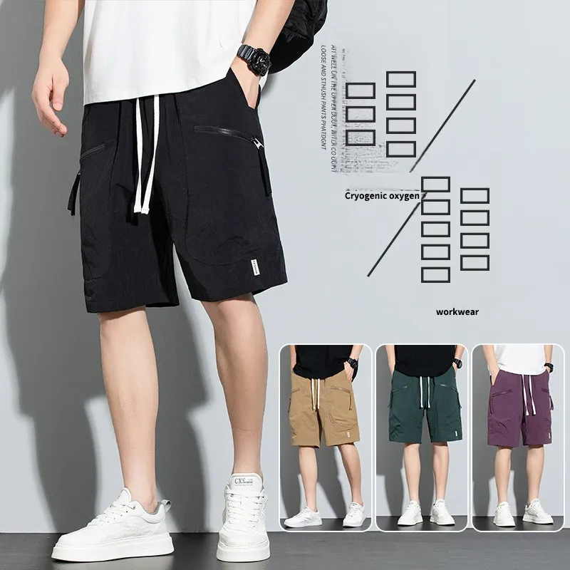 

Мужские летние тонкие свободные брюки прямого кроя, повседневные рабочие брюки-капри, удобные, дышащие, легкие шорты