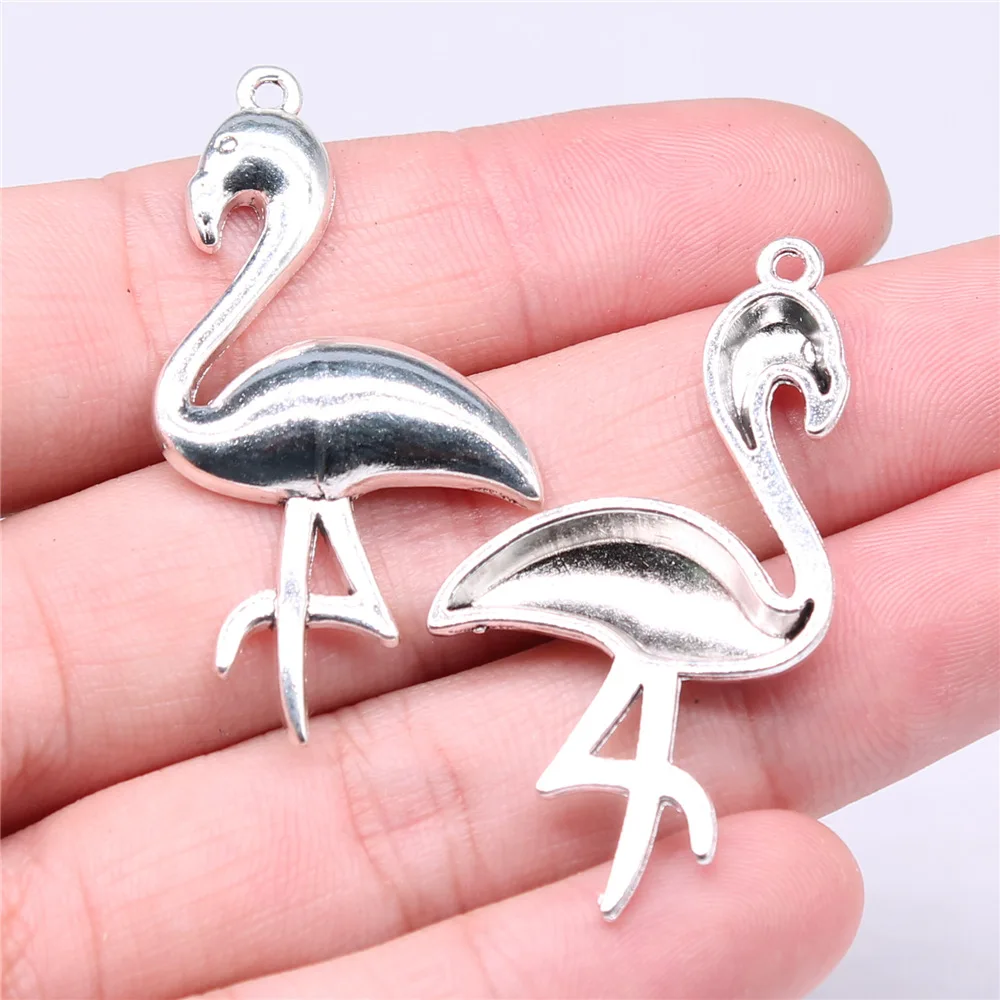 20pcs 47x25mm(1.85x0.98inch) Antique Silver Color Flamingos Charms Jewelry Making Accessories