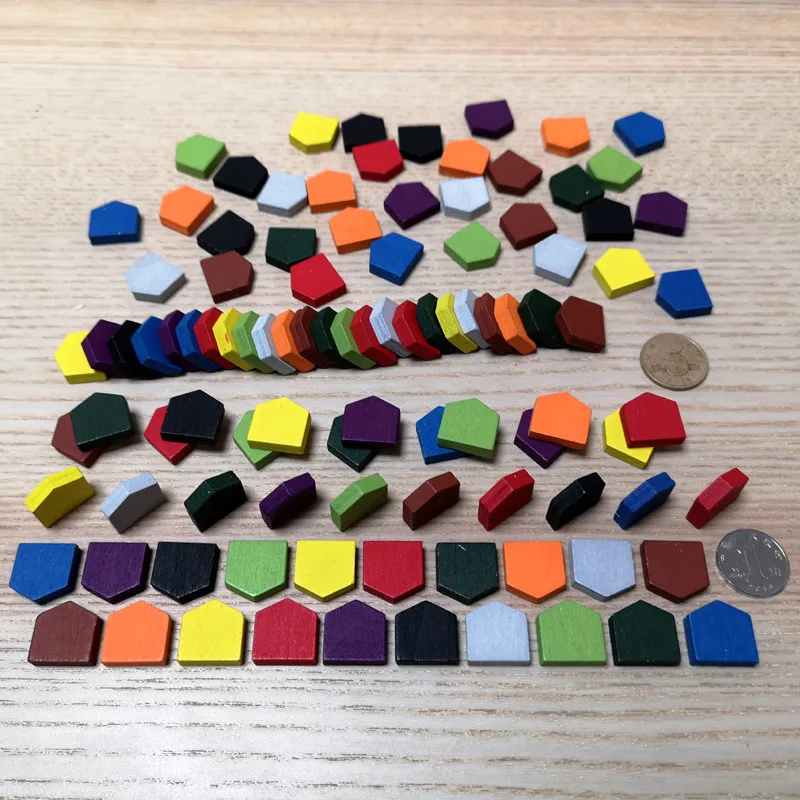 

50 pieces 16*16MM Colorful Wooden House Pawn Game Pieces For Tokens Board games/Educational Game Accessories 10 colors