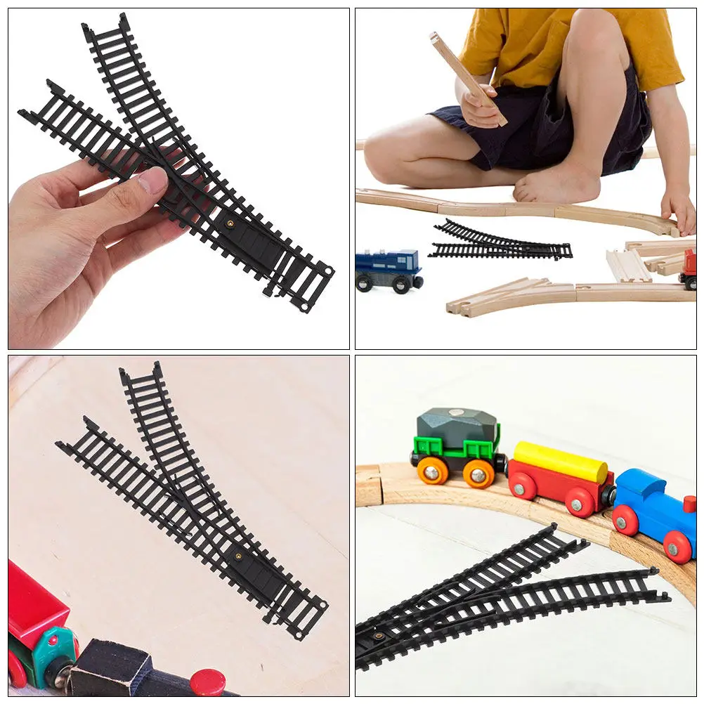Electric Train Track Accessories Plastic Railway Rail Building For Kids High-Speed Locomotive Playset Black