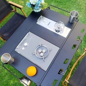 LOHASCAMPING FOLDABABABABLE CAMP IGT TABLE LIGHT Backpack Multifunctional Roll Adjustable Table Burning Burns 8 Main Sales Table Folding Camping - №8