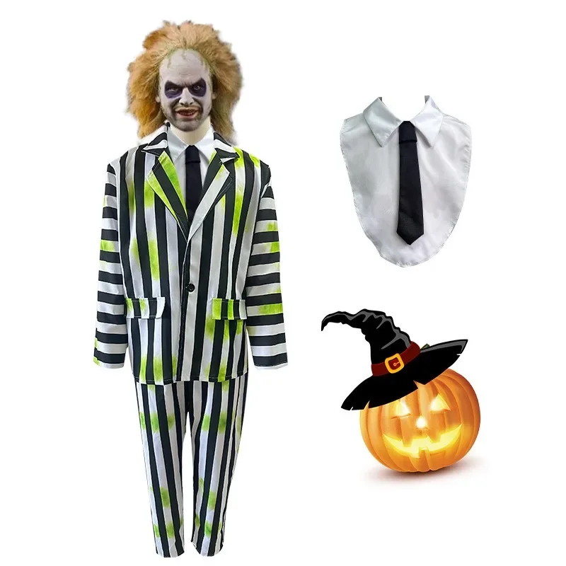 COS Clothing Clothes Underworld Magus Cosplay Movie Beetle Juice Good To Sell Clothes Cos Striped Suit