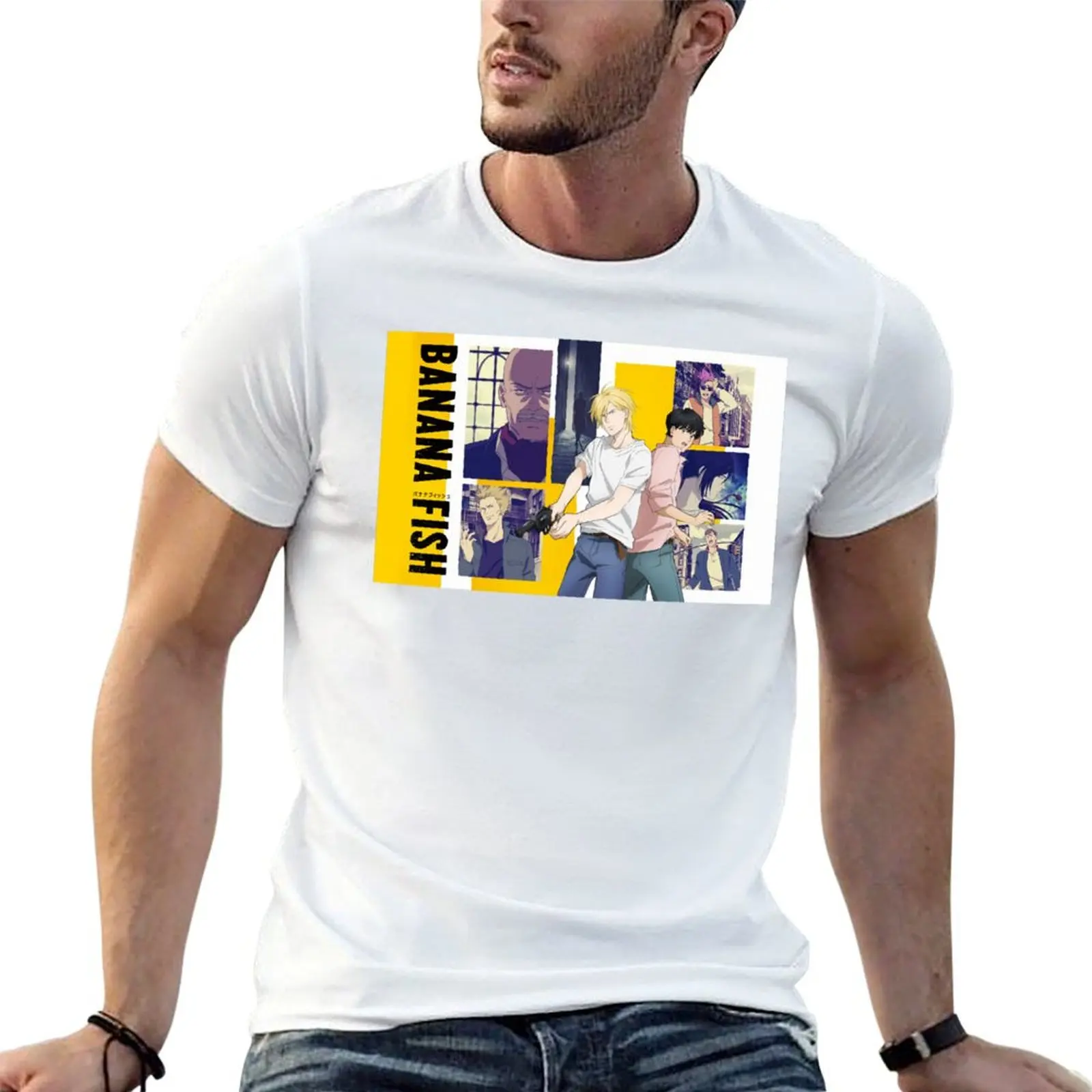 

Banana Fish Logo T-Shirt man t shirt cotton t shirts for man cotton soft black cotton t-shirt plain for man package T-shirt