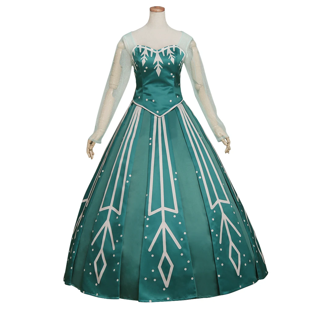 Disfraz de princesa de la película, disfraz de Elsa, vestido de princesa verde para mujer, puesta en escena, vestido de espectáculo Hallolween Cos