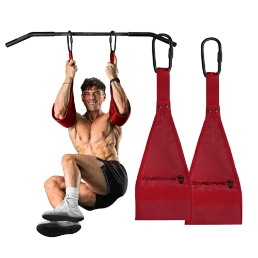 

Hanging Ab Straps for Pull-Up Bar - Hang Bar Assist Strap and Strength Workout Equipment, Padded Adjustable Arm Supports with 2
