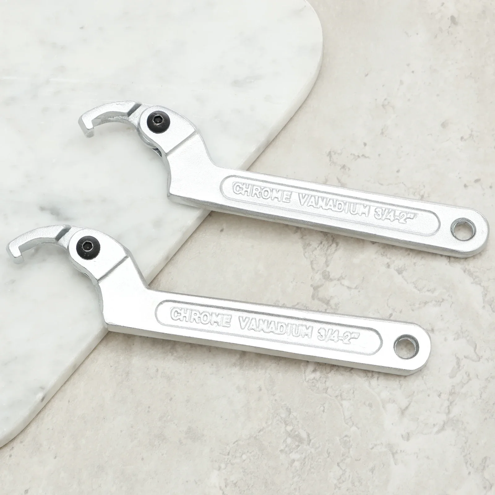 

2Pcs C-type Hook Wrench Stainless Steel Adjustable Hook Wrench Anti-slip 19-51mm Portable Square Head Cap Removal Wrench Tools