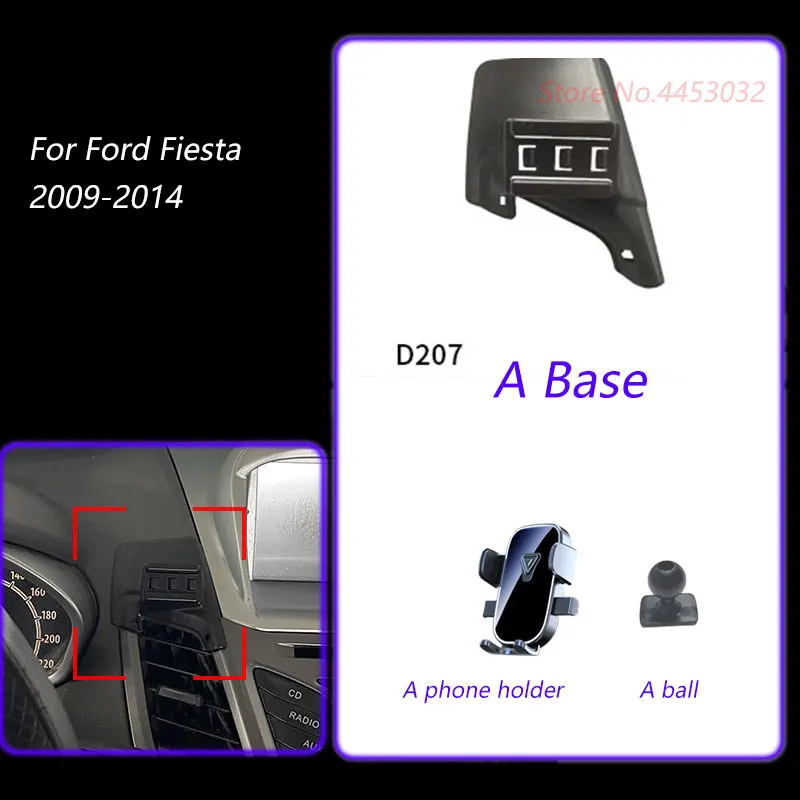 

1 Set Car Phone Holder With Base For Ford Fiesta 2009-2014 Gravity Stand Mount Rotatable Support Horizontal Bracket Accessories