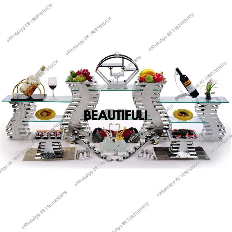 

Stainless steel dessert table ornament set European afternoon tea snack rack combination tray tray rack arrangement celebration
