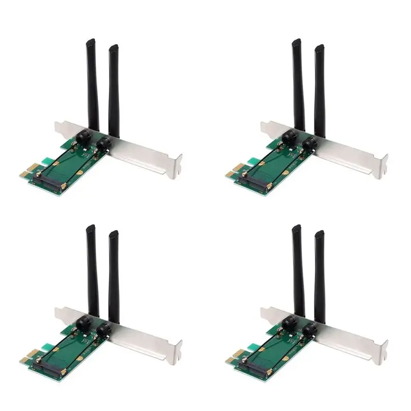 

Эффективная беспроводная Wi-Fi-карта 4X Mini PCI-E Express с адаптером PCI-E и 8 внешними антеннами для ПК