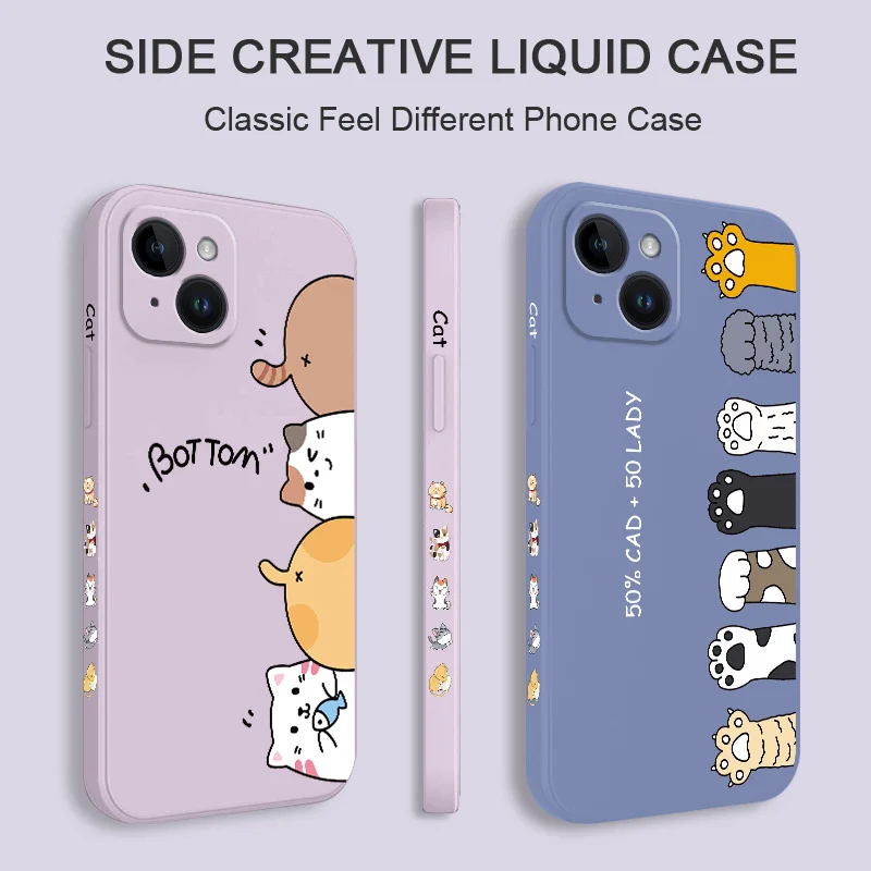 Cat Litter Phone Case For iPhone 16 15 14 13 12 11 Plus Pro Max Mini X XR XS Plus Liquid Silicone Cover