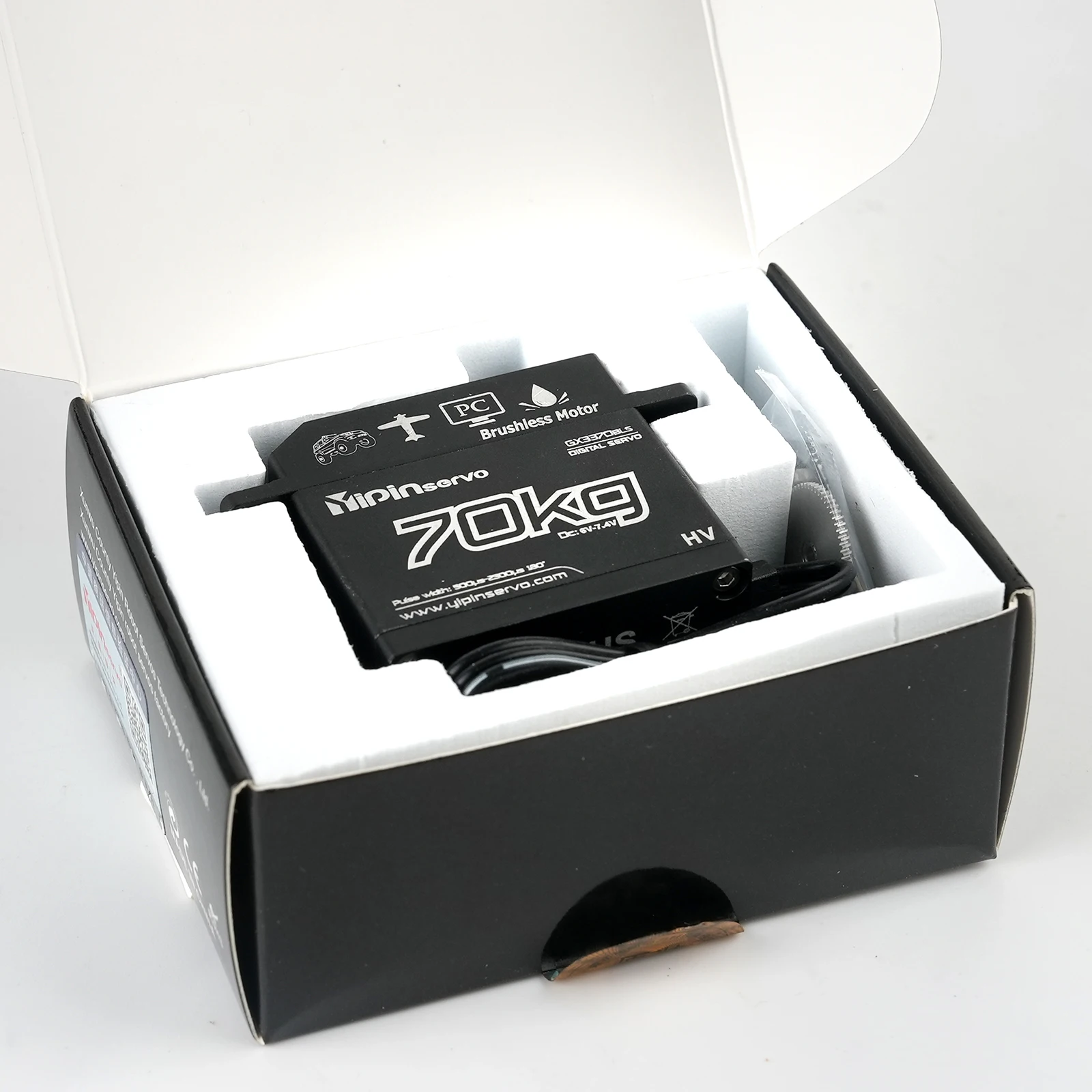 Yipinservo 70kg Digital Brushless Servo Motor Waterproof 180 Degree Full Metal Gear For RC 1/10 1/8 Traxxas TRX4 Axial SCX10 Car