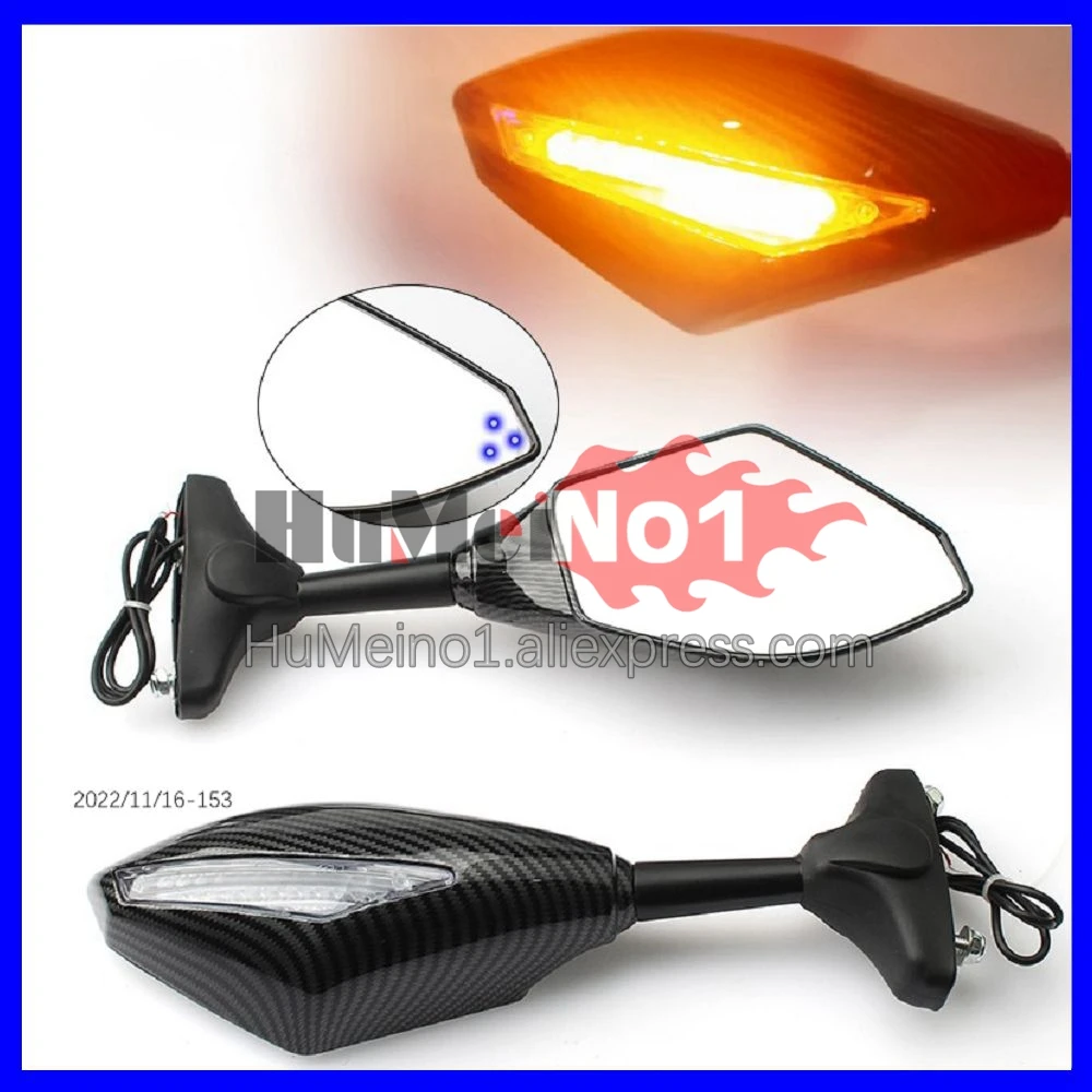 2X Turn Lights Side Mirrors For YAMAHA YZF R6 R 6 YZFR6 YZF-R6 2008 2009 2010 2011 12 13 14 15 16 Turn Signal Rearview Mirrors